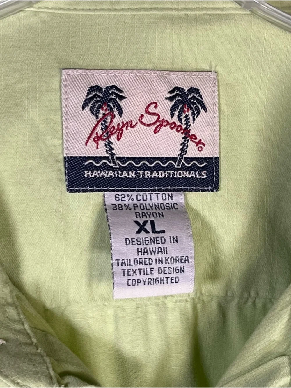 Reyn Spooner Men’s Vintage Embroidered Surfboard Hawaiian‎ Shirt Lime Green XL